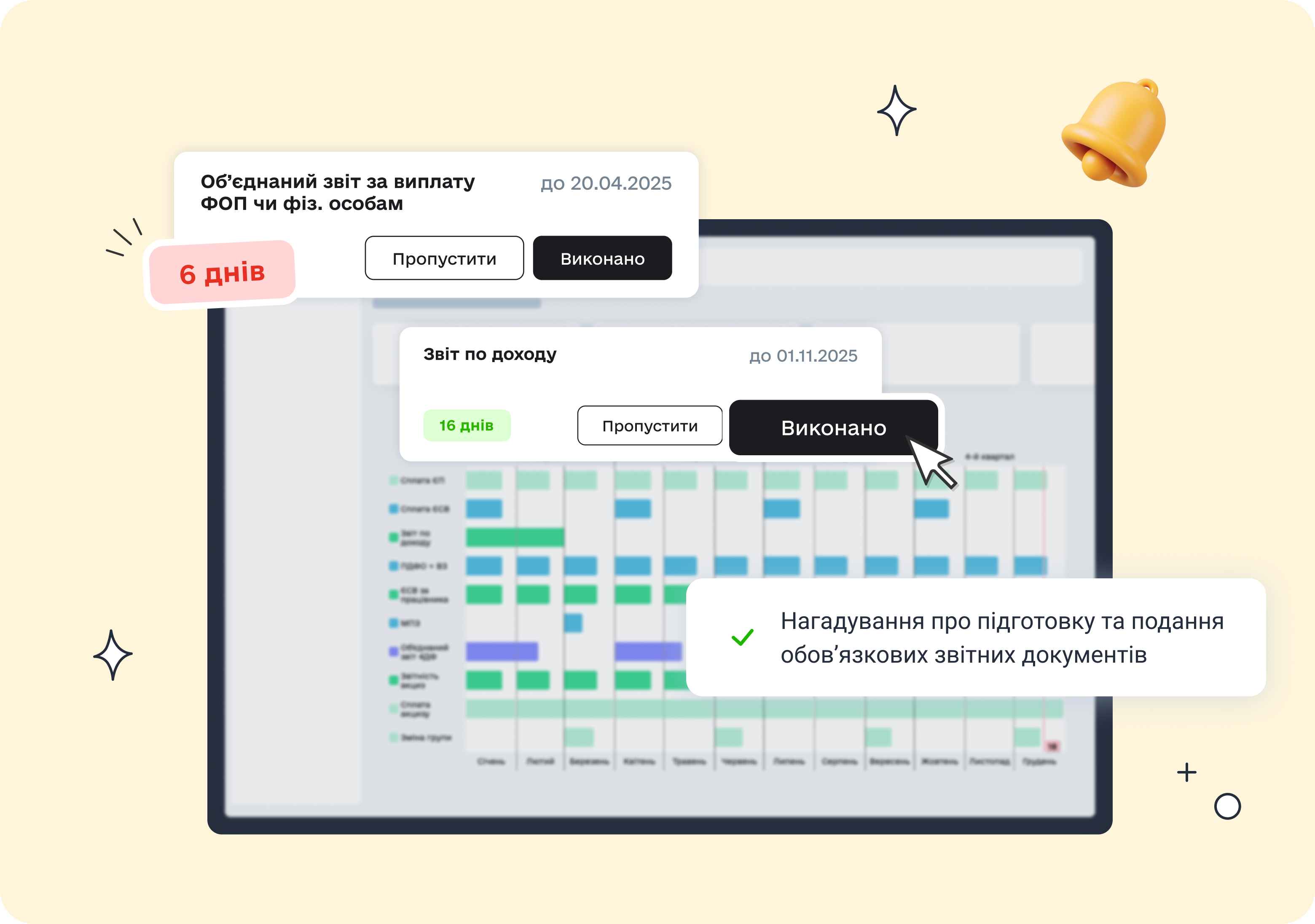 Нагадування про звітність та оподаткування